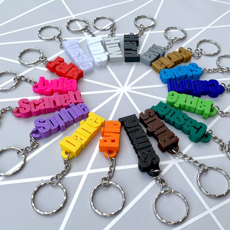 2 Personalized 3D Printed Name Keychains