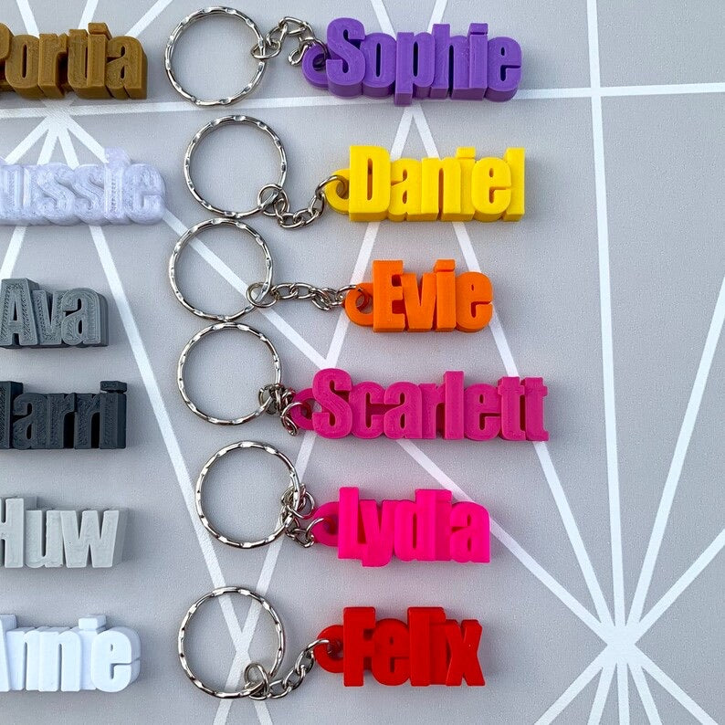 2 Personalized 3D Printed Name Keychains
